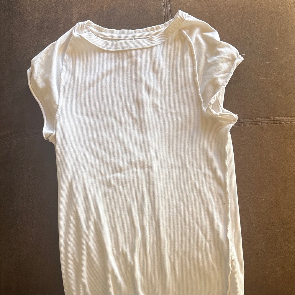 We the Frew White Ribbed Short-Sleeve Crewneck baby tee